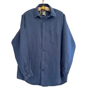 Breakwater Shirt 100% Linen Button Long Sleeve Men's M Blue Lightweight Travel